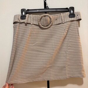 Anthropologie Brand Charlie Holiday Plaid Mini Skirt with Belt size US 4 / Small